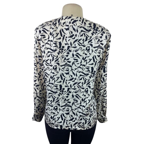 Vintage Fit-Yuel Women’s Black & White Abstract Print Long Sleeve Blouse - Picture 3 of 8